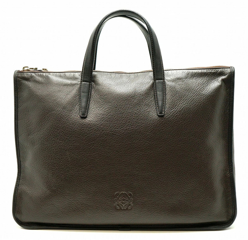 Loewe Toledo Bag Briefcase Business Case Leather Brown Dark
